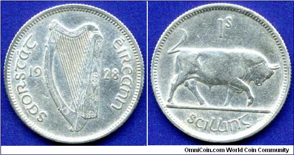 1 shilling.
Ireland Republic.
Mintage 2,700,000 units.


Ag750f. 5.65gr.