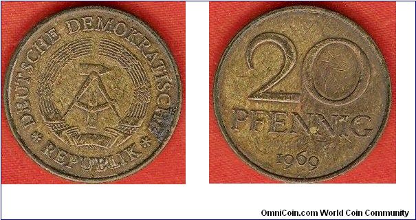 German Democratic Republic
20 pfennig
aluminum-bronze