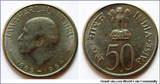 50 paise.
1964, Jawaharlal Nehru
(1889-1964)