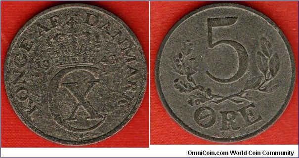 5 ore
crowned C X monogram of king Christian X
zinc