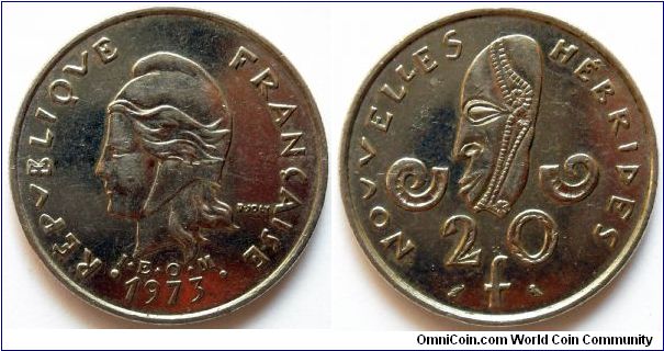 20 francs.
1975, New Hebrides