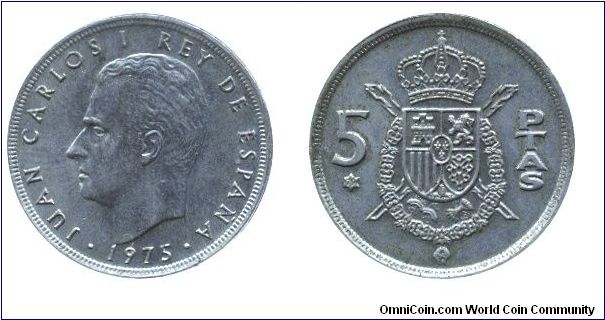 Spain, 5 pesetas, 1979, Cu-Ni, King Juan Carlos I.                                                                                                                                                                                                                                                                                                                                                                                                                                                                  