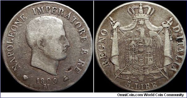 5 Lire, Napoleonic Kingdom of Italy.                                                                                                                                                                                                                                                                                                                                                                                                                                                                                