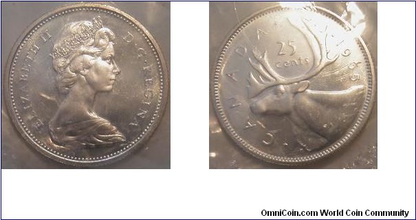 1965 prooflike 25 cents - Canada