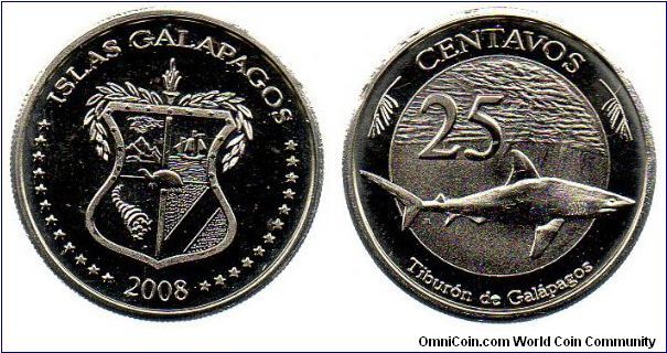 Galapagos Islands 2008 25 centavos