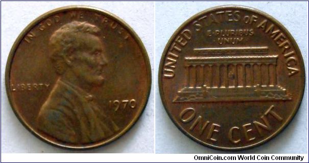 1 cent.
1970 (Philadelphia Mint)