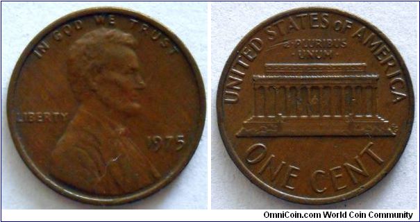 1 cent.
1975 (Philadelphia Mint)