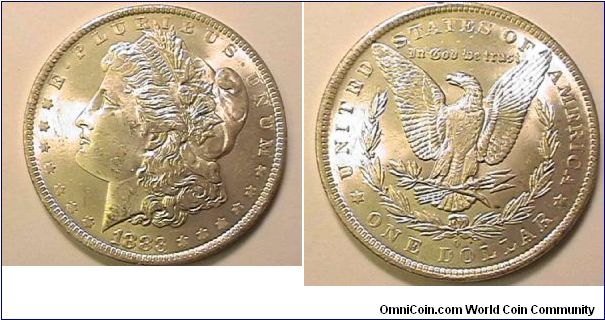1883-O Morgan Silver Dollar, .900 silver, .7736 oz ASW, MS-63