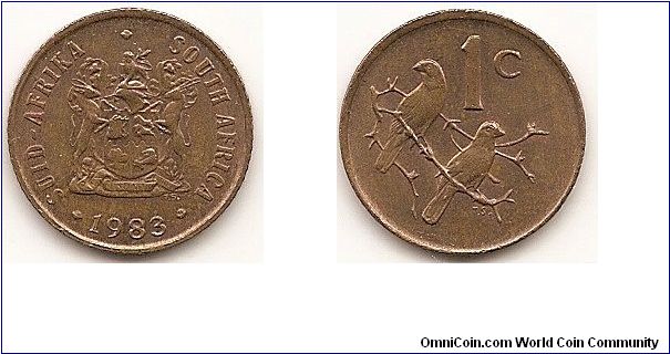1 Cent
KM#82
3.0000 g., Bronze, 19 mm. Obv: Arms with supporters Obv. Leg.: Bilingual legend Rev: Sparrows below value