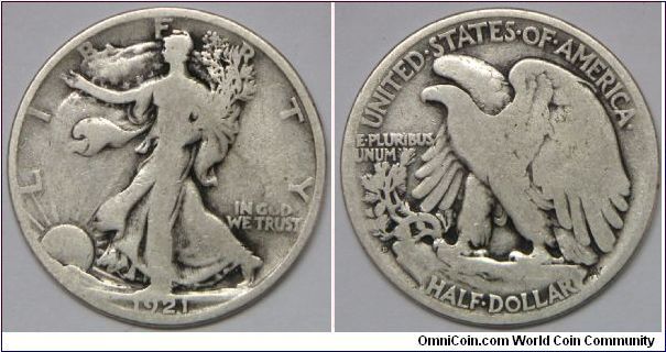 1921-D Walking Liberty Half $.