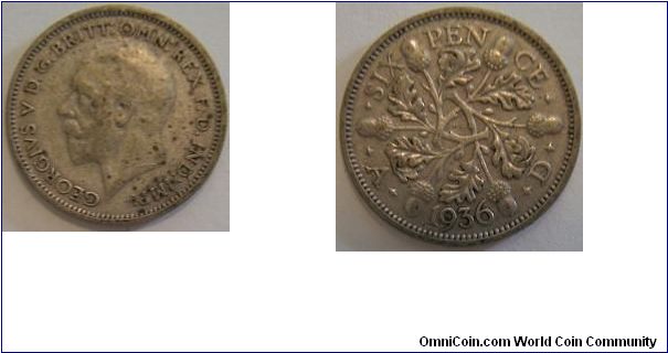 1936 sixpence - Great Britain