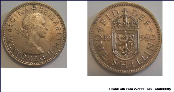 1954 Scottish reverse shilling - Great Britain