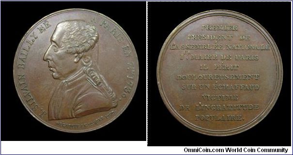 Death of J. Silvain Bailly (in memory) - AE medal (by Lienard) - mm. 31