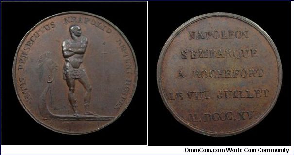 Napoleon embarks in Rochefort - AE medal - mm. 27