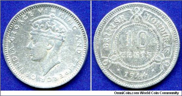 10 cents.
*BRITISH HONDURAS*.
George VI (1936-1952).
Mintage 30,000 units.


Ag925f. 2,32gr.