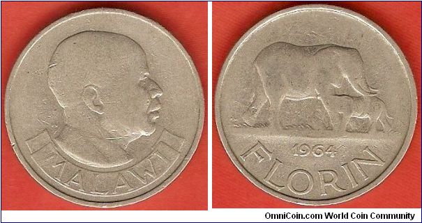 florin
President Hastings Kamuzu Banda
Elephants
copper-nickel-zinc