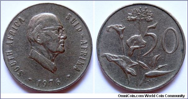 50 cents.
1976, President Jacobus Johannes Fouche