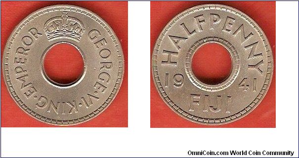 Halfpenny
George VI, King, Emperor
copper-nickel
coin with central hole