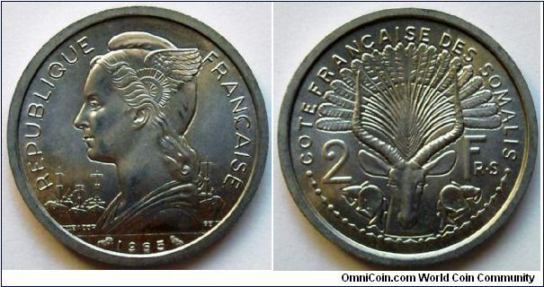 2 francs.
1965, French Somali
