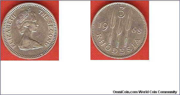 3 pence
Elizabeth II by Arnold Machin
3 spear points
copper-nickel