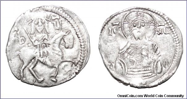 SERBIAN EMPIRE~AR Dinar (Horseback~Var. 1) 1346-1355 AD. Under Tsar: Stefan Uros IV~Dusan.