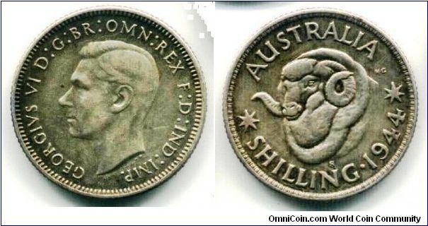 Ram Silver coin from Australia 1944
23.8mm diameter
0.500 Silver
