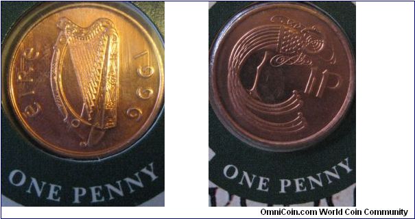 UNC irish penny, rare error, reverse and obverse are misaligned
