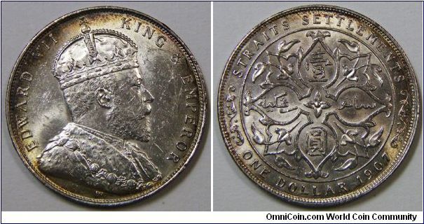 Straits Edward VII Dollar 1907.