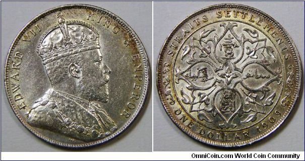 Straits Edward VII Dollar another scarcer 1909.