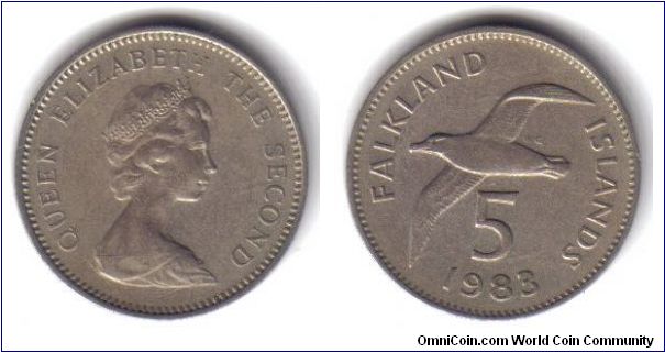 Falkland Islands, 5 Pence, 1983