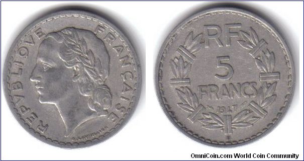 France, 5 Francs, 'B', 1947