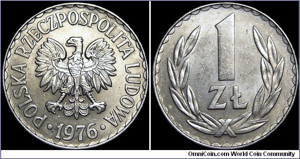Poland - 1 Zloty - 1976 - Weight 2,1 gr - Aluminum - Size 25 mm - Mintage 22 000 000 - Struck at Kremnica mint - Edge : Reeded - Reference Y# 49.1