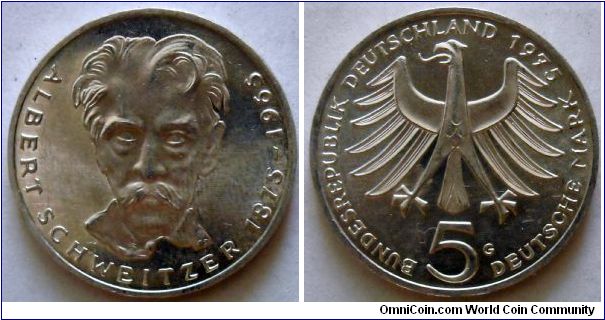 5 mark.
1975, Albert Schweitzer (1875-1965)