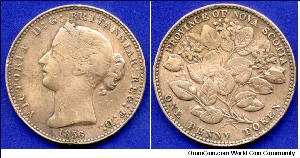 1 Penny Token.
*Province of Nova Scotia*.
Victoria (1837-1901) Regina.


Cu.