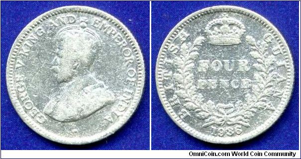 4 pence.
*BRITISH GUIANA*.
George V (1910-1936).
Mintage 53,000 units.


Ag925f. 1,88gr.
