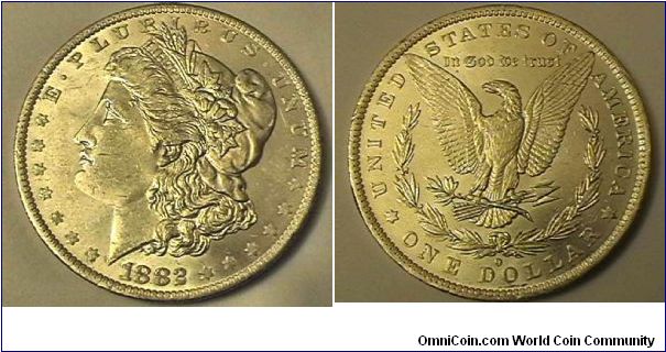 1882-O Morgan Silver Dollar, .900 silver, .7736 oz ASW, MS-63