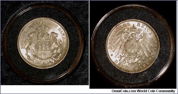 1911 Hamburg 3 Mark

I believe this coin is MS-63