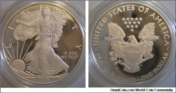 2008-W proof Silver American Eagle - USA