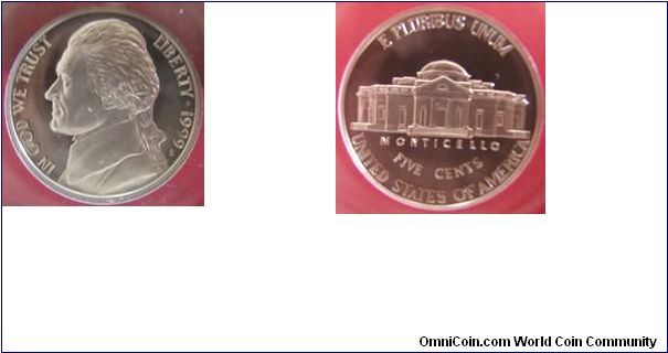 1999-S proof five cents - USA. From silver proof set