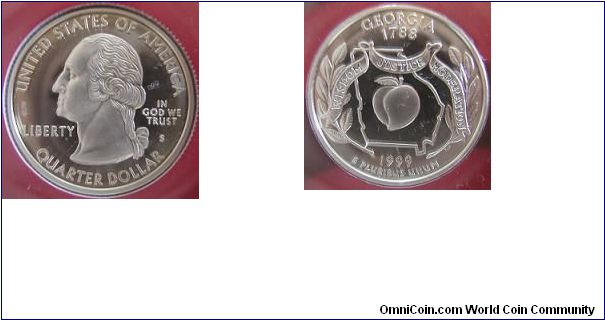 1999-S silver proof quarter - Georgia - USA. From silver proof set