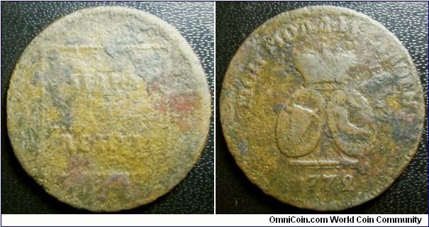 Sadagura 1772 1 para - 3 dengi. Some crust, low grade coin. Weight: 10.41g.