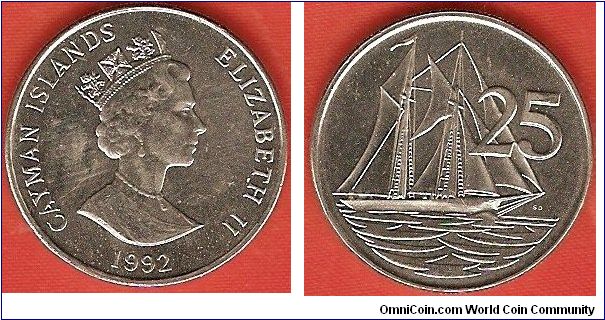 25 cents
Elizabeth II
Schooner
nickel clad steel