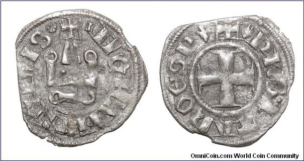 EPIRUS (DESPOTATE)~Billon Denier 1294-1313 AD. Under Despot: Philip de Taranto. Frankish controlled territory now part of Northwestern Greece and Albania.