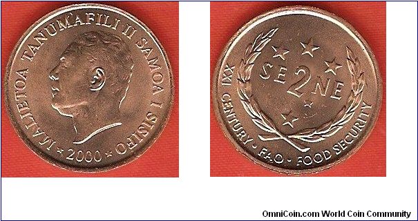 2 sene
FAO-issue
Malietoa Tanumafili II
bronze