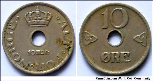 10 ore.
1926, Nice and simply design. Coin from Norway.