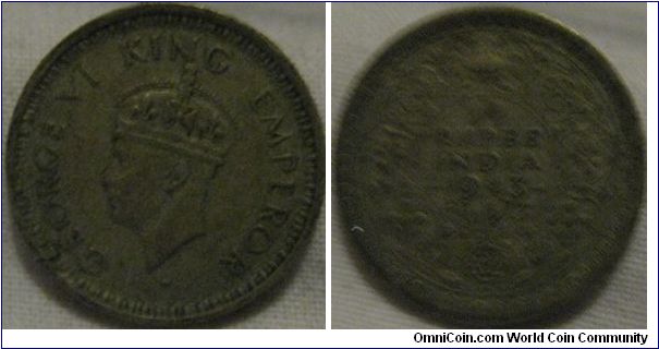 1/2 rupee 1943 fine grade