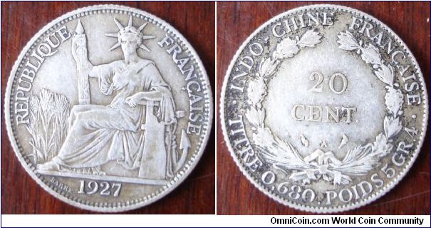 KM# 17.1 20 CENTS
5.4000 g., 0.6800 Silver 0.1181 oz. ASW Obv: Seated liberty
left, date below Rev: Denomination within wreath Rev. Leg.:
TITRE O.680 POIDS 5 GR. 4
Mintage: 3,245,000