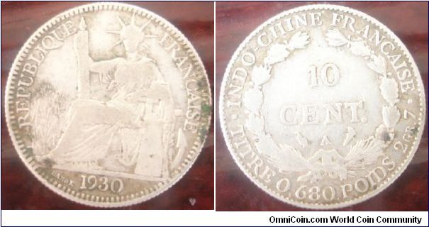 KM# 16.1 10 CENTS 2.7000 g., 0.6800 Silver 0.0590 oz. ASW Obv: Liberty seated, date below Rev: Denomination within wreath Rev. Leg.: TITRE 0.680 POIDS 2 GR. 7 Mintage:6,608,000