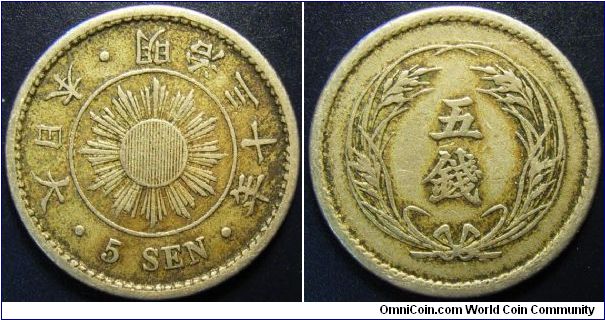 Japan 1897 5 sen. 4.6 grams.