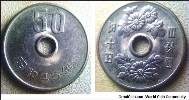 Japan 50 yen with flowers
21mm diameter